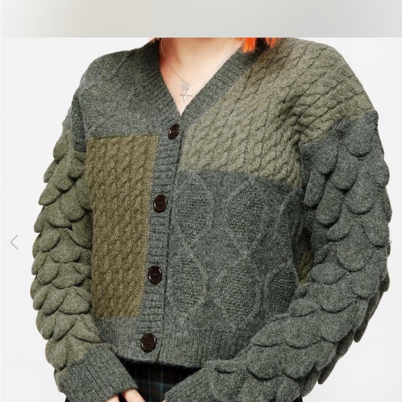 Disturbia Sweaters - Brazen Spliced Green Scale Cardigan - Size Medium - Disturbia NWOT